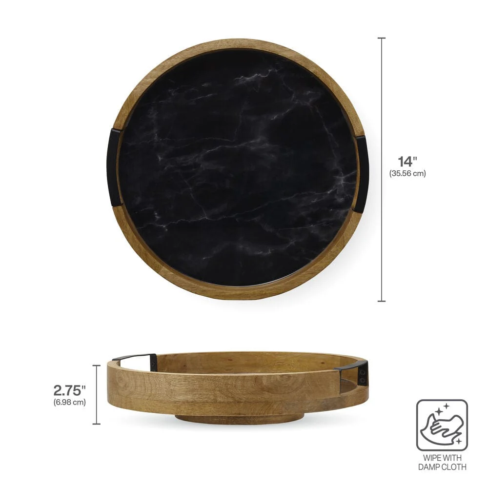 Black Marble Lazy Susan Serve Tray