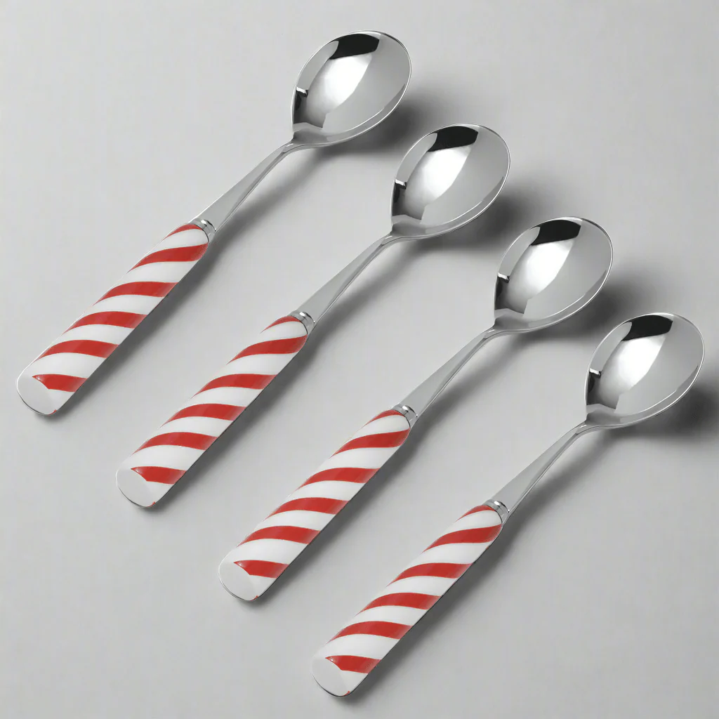 Candy Cane Set of 4 Mini Coffee Spoons