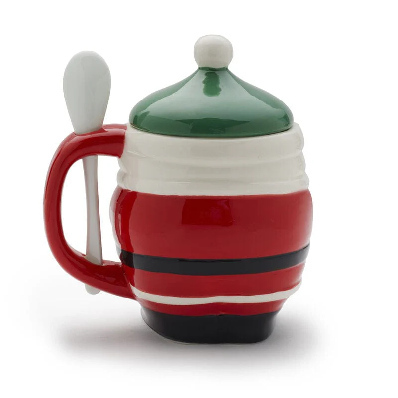 Holiday Covered Santa Mug with Spoon