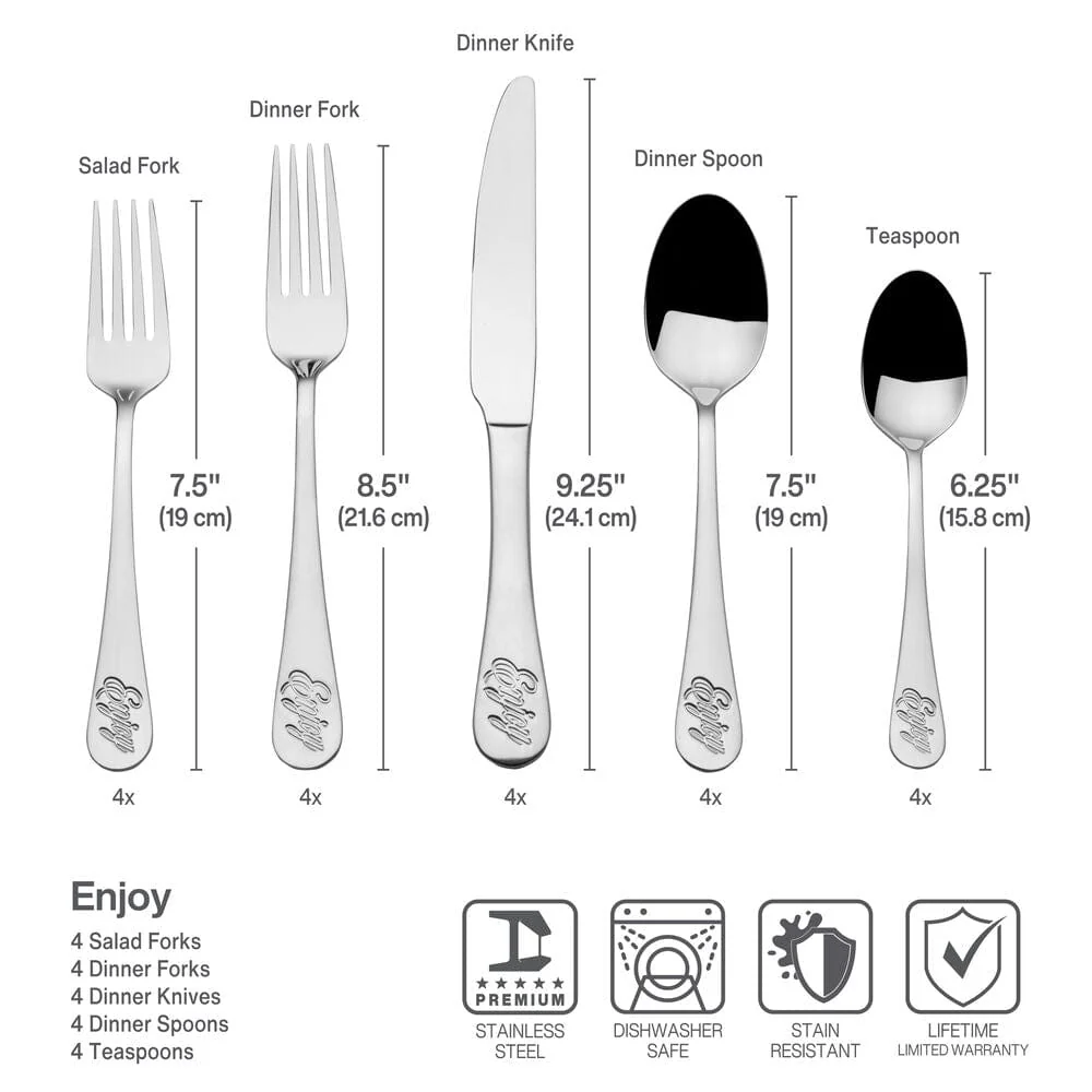 Enjoy 20 Piece Flatware Set, Service for 4