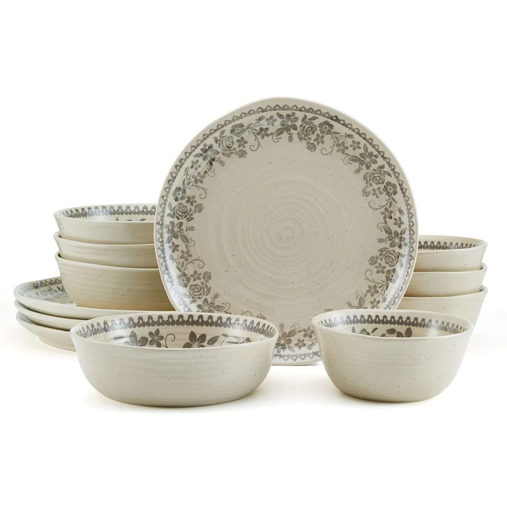 Hayden Grey 12 Piece Dinnerware Set, Service for 4