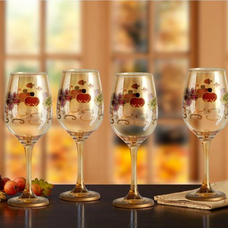 Plymouth Set of 4 Leaf Luster Wine Glasses