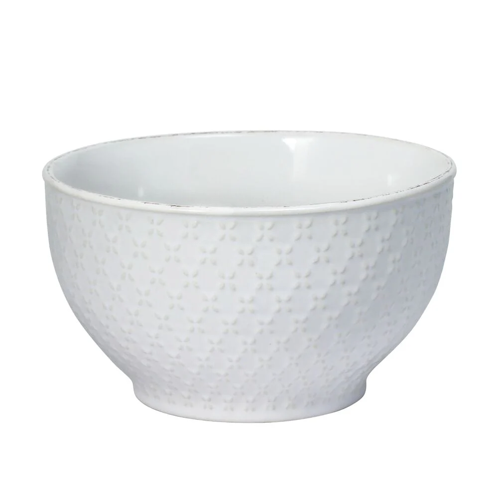 French Lace Set of 4 White Soup Cereal Bowls