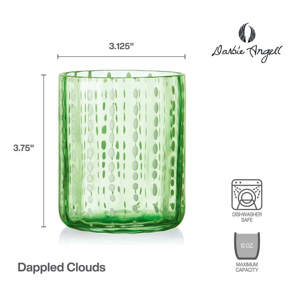 Darbie Angell Dappled Clouds Seafoam Set of 4 Double Old Fashioned Glasses
