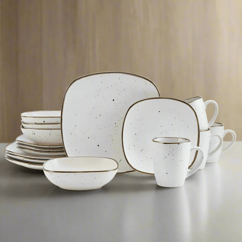 Decker White 16 Piece Dinnerware Set, Service for 4