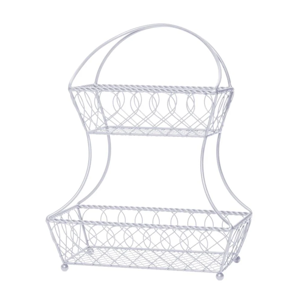 Loop And Lattice 2 Tier White Flatback Storage Basket