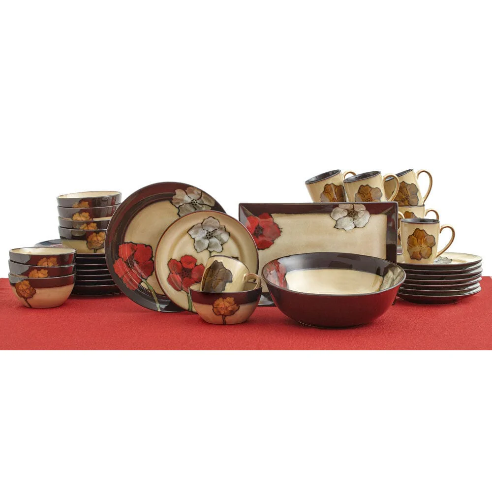 Painted Poppies Service for 8 with Serveware