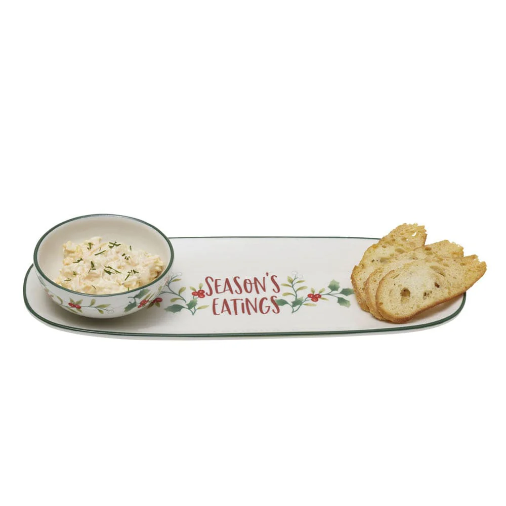 Winterberry® Sentiments Serve Tray with Dip Bowl