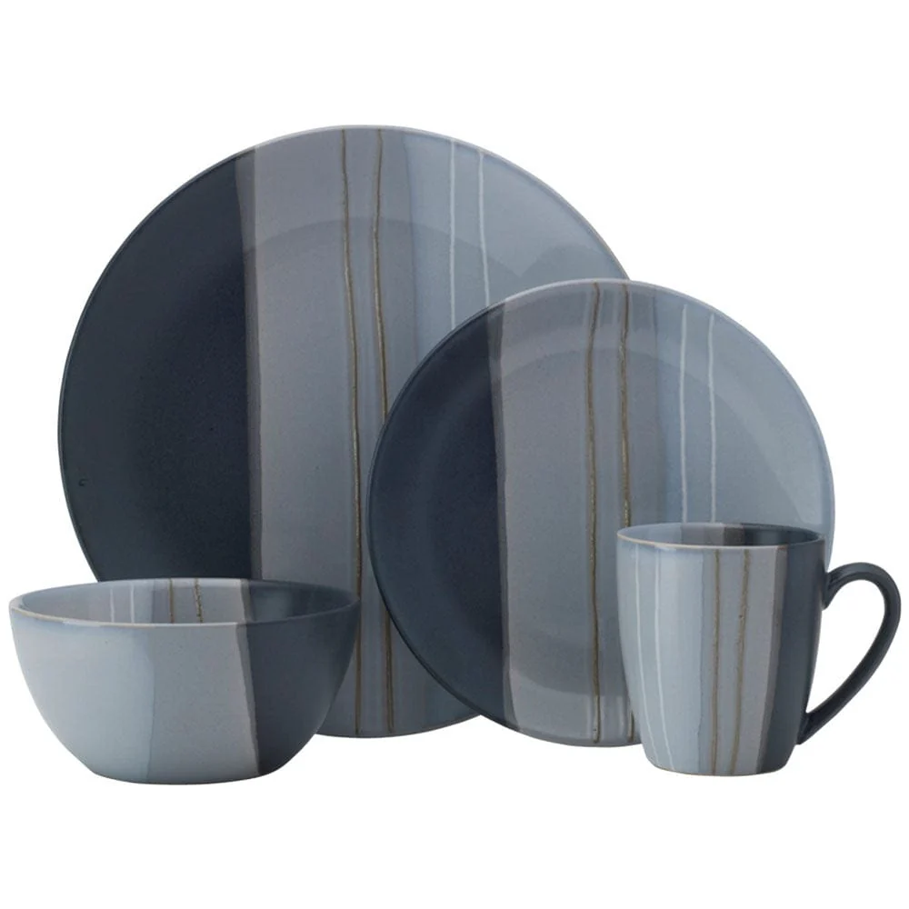 Parker Gray 16 Piece Dinnerware Set, Service for 4