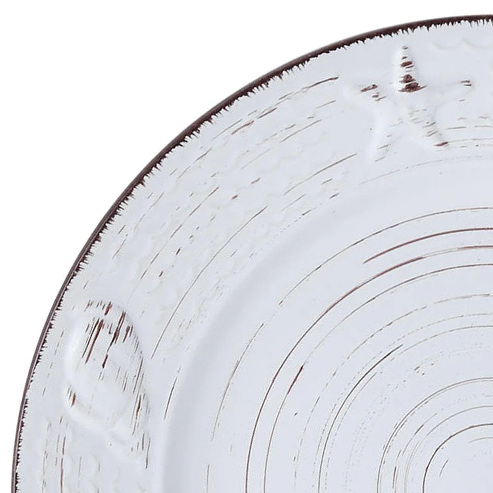 Trellis Coastal White 16 Piece Dinnerware Set, Service for 4