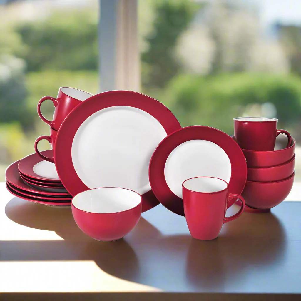 Harmony Red 16 Piece Dinnerware Set, Service for 4
