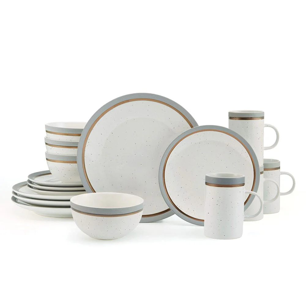 Ezra Grey 16 Piece Dinnerware Set, Service for 4