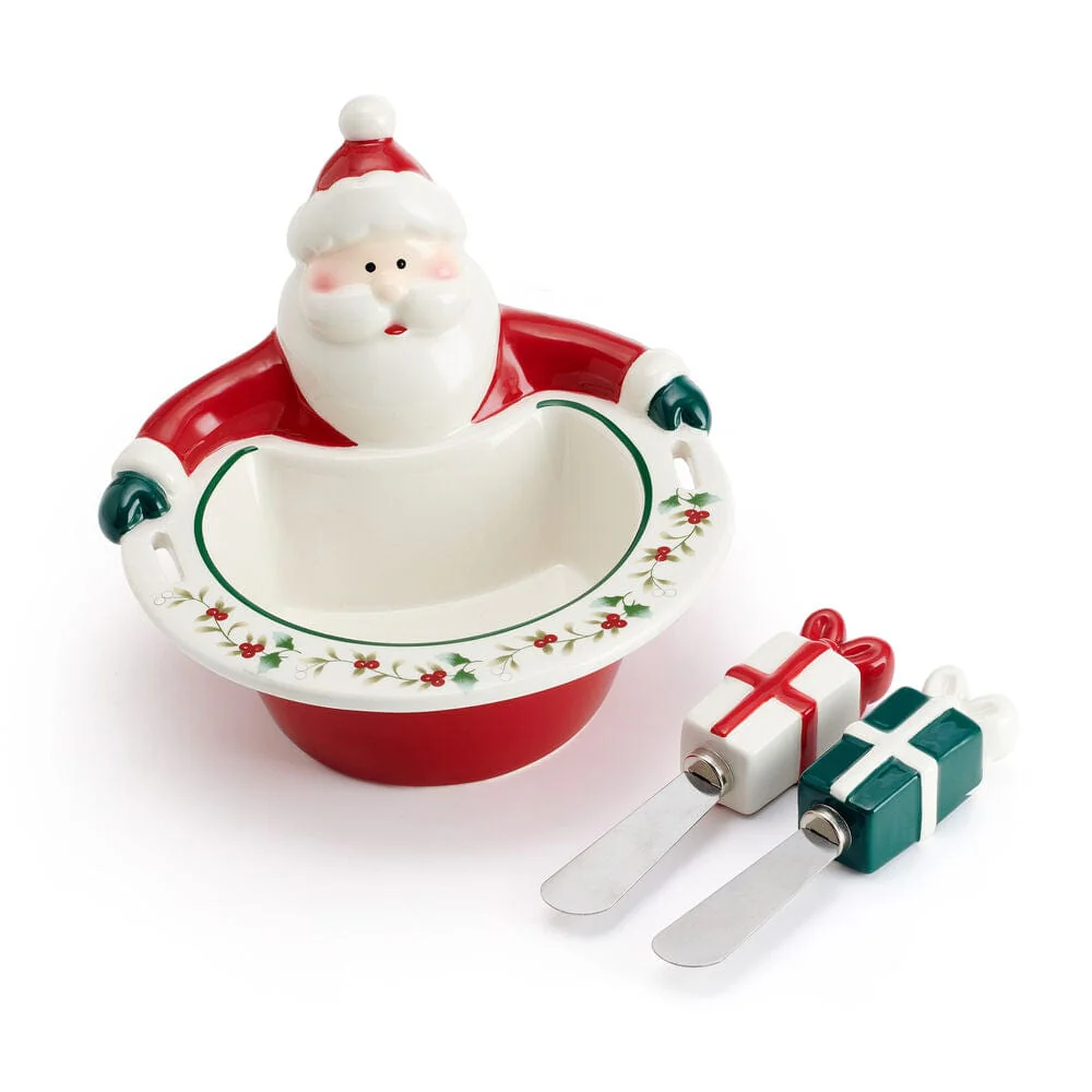Winterberry® Santa Dip Bowl with Gift Spreaders