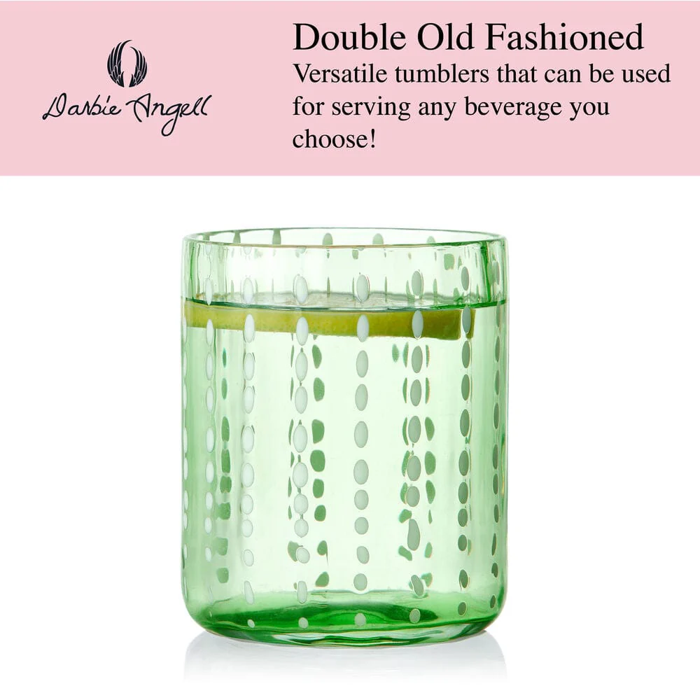 Darbie Angell Dappled Clouds Seafoam Set of 4 Double Old Fashioned Glasses