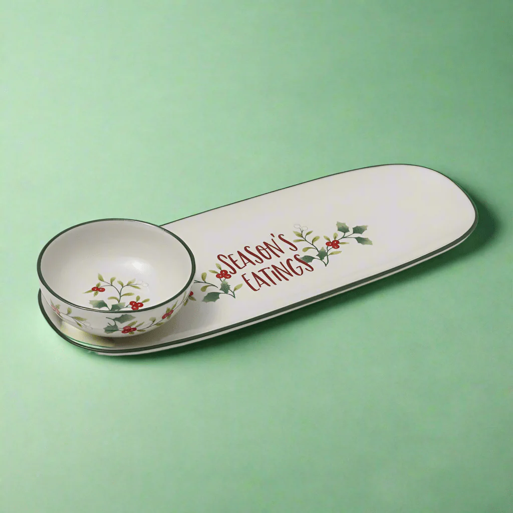 Winterberry® Sentiments Serve Tray with Dip Bowl