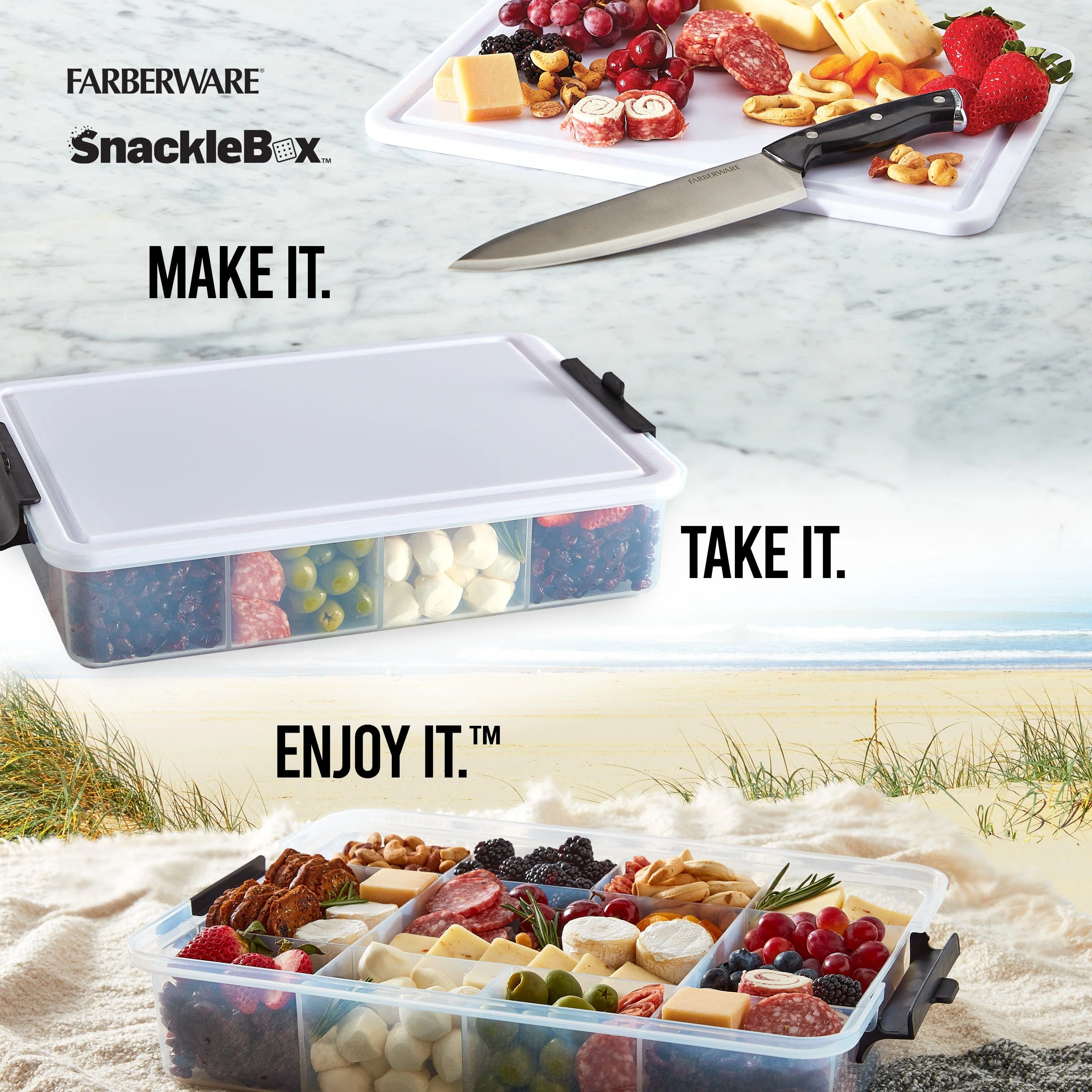 Farberware Build-A-Board ™ Snacklebox with Locking Plastic Cutting Board Lid
