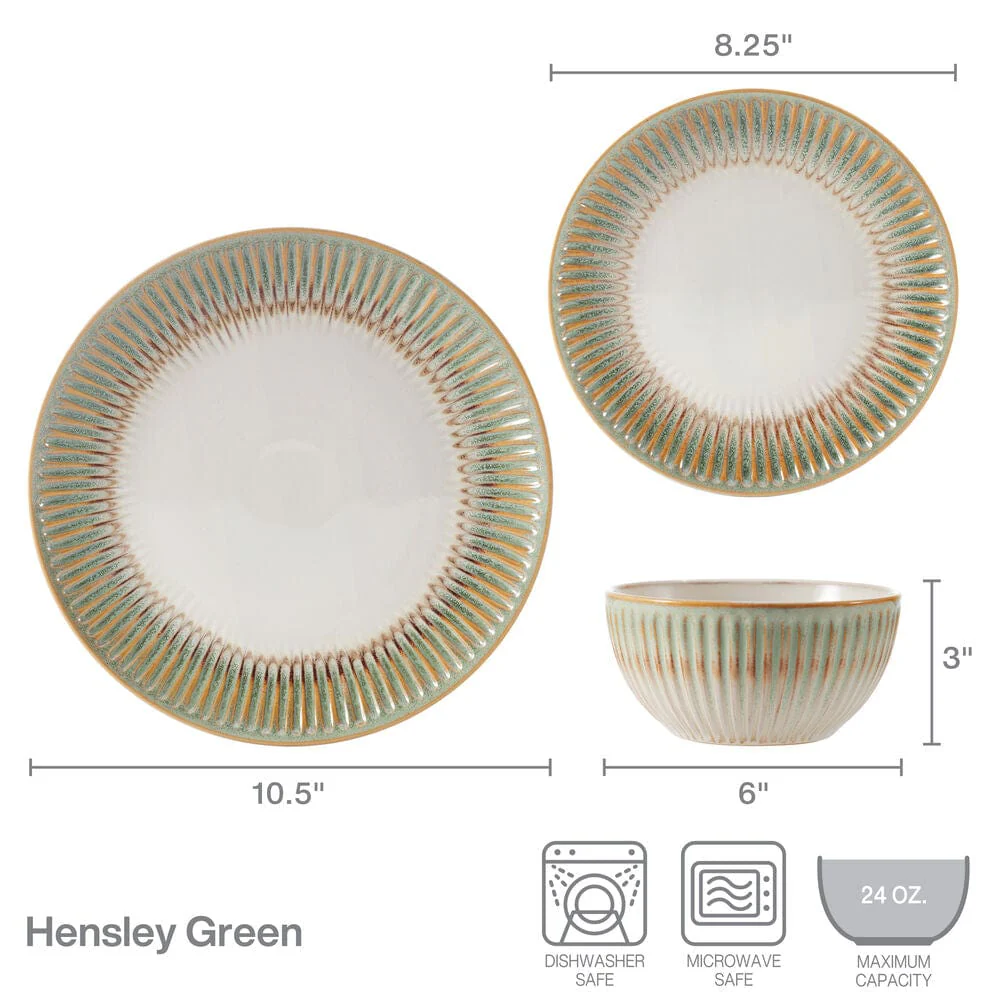 Hensley Green 12 Piece Dinnerware Set, Service for 4