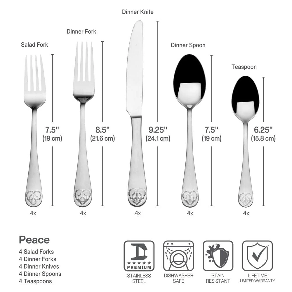 Peace 20 Piece Flatware Set, Service for 4