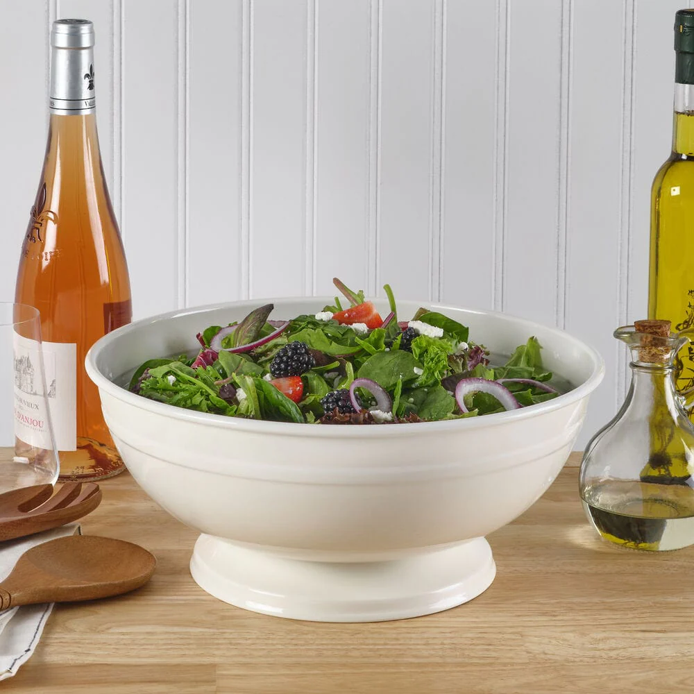 White Footed Metal Serve Bowl