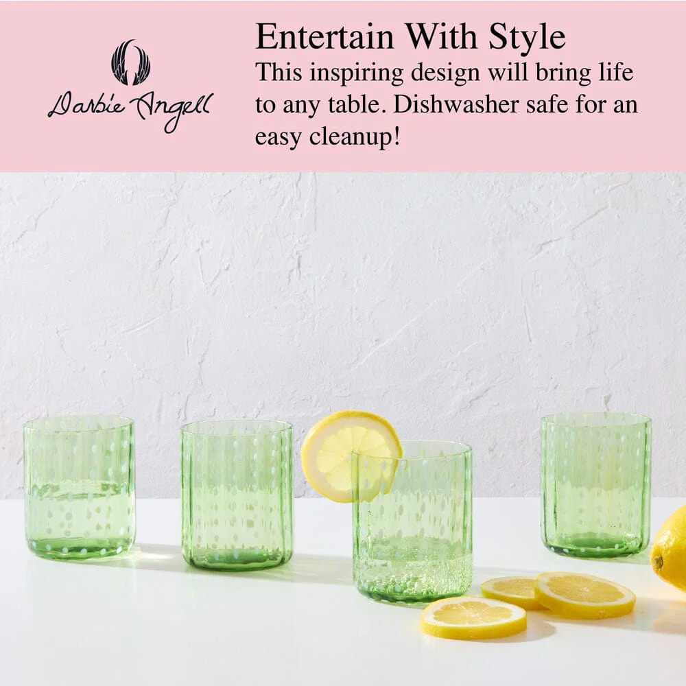 Darbie Angell Dappled Clouds Seafoam Set of 4 Double Old Fashioned Glasses