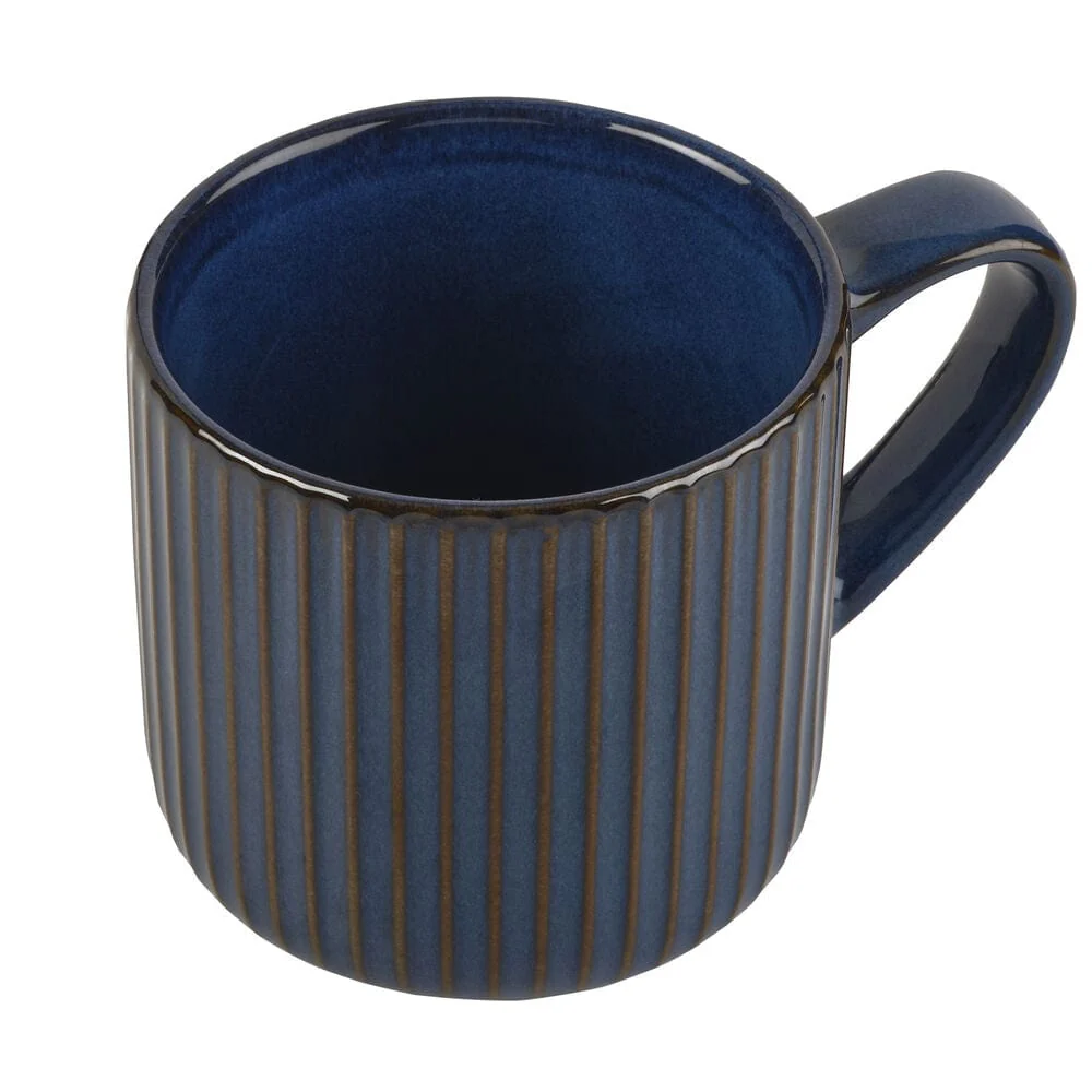 Blue Ribbed Mug
