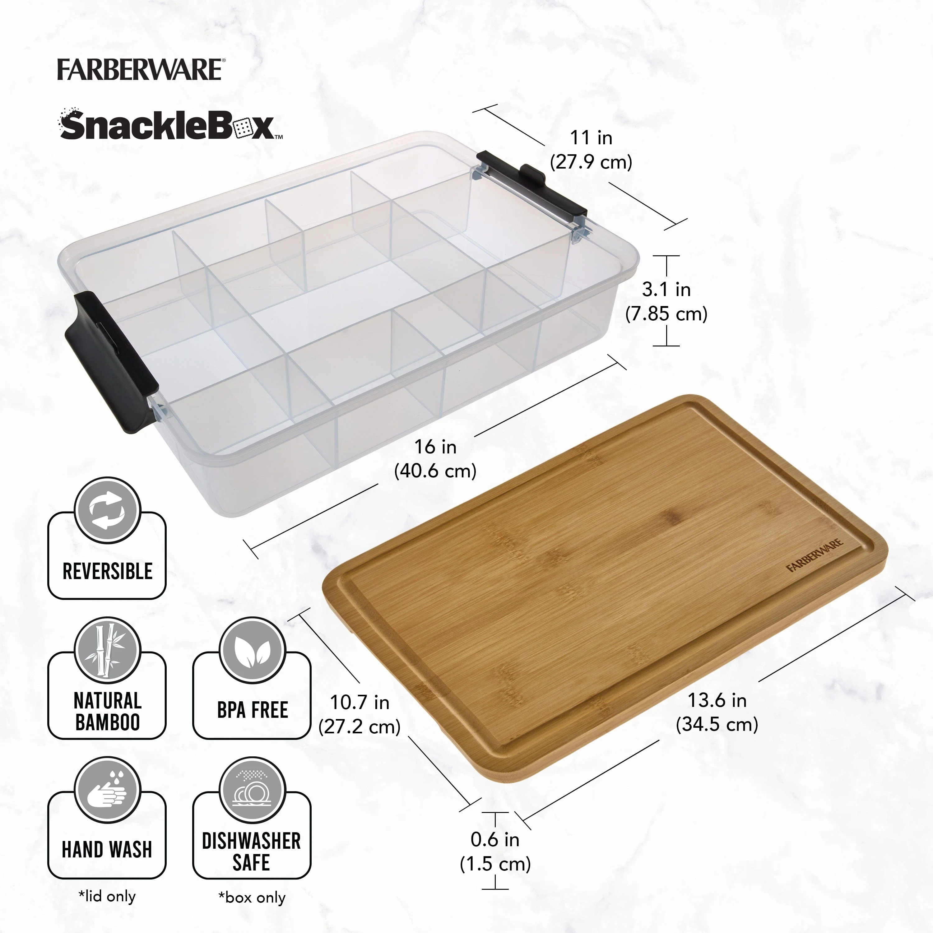 Farberware Build-A-Board ™ Snacklebox with Locking Plastic Cutting Board Lid
