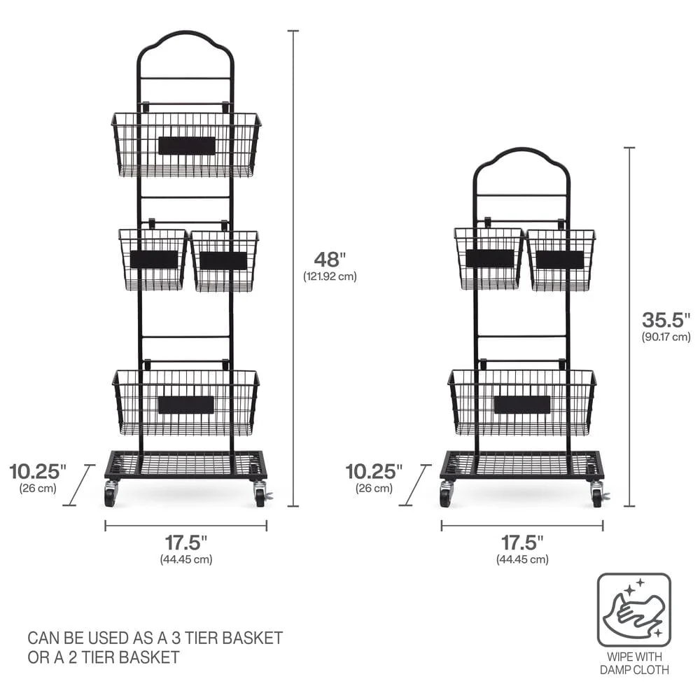 Mercato 3 Tier Adjustable Storage Rack with Chalkboard Plates