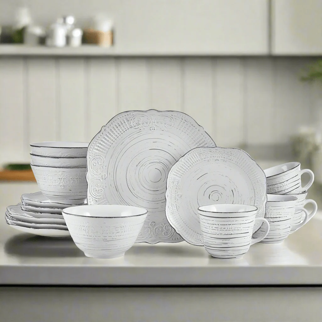 Isabella Gray 16 Piece Dinnerware Set, Service for 4