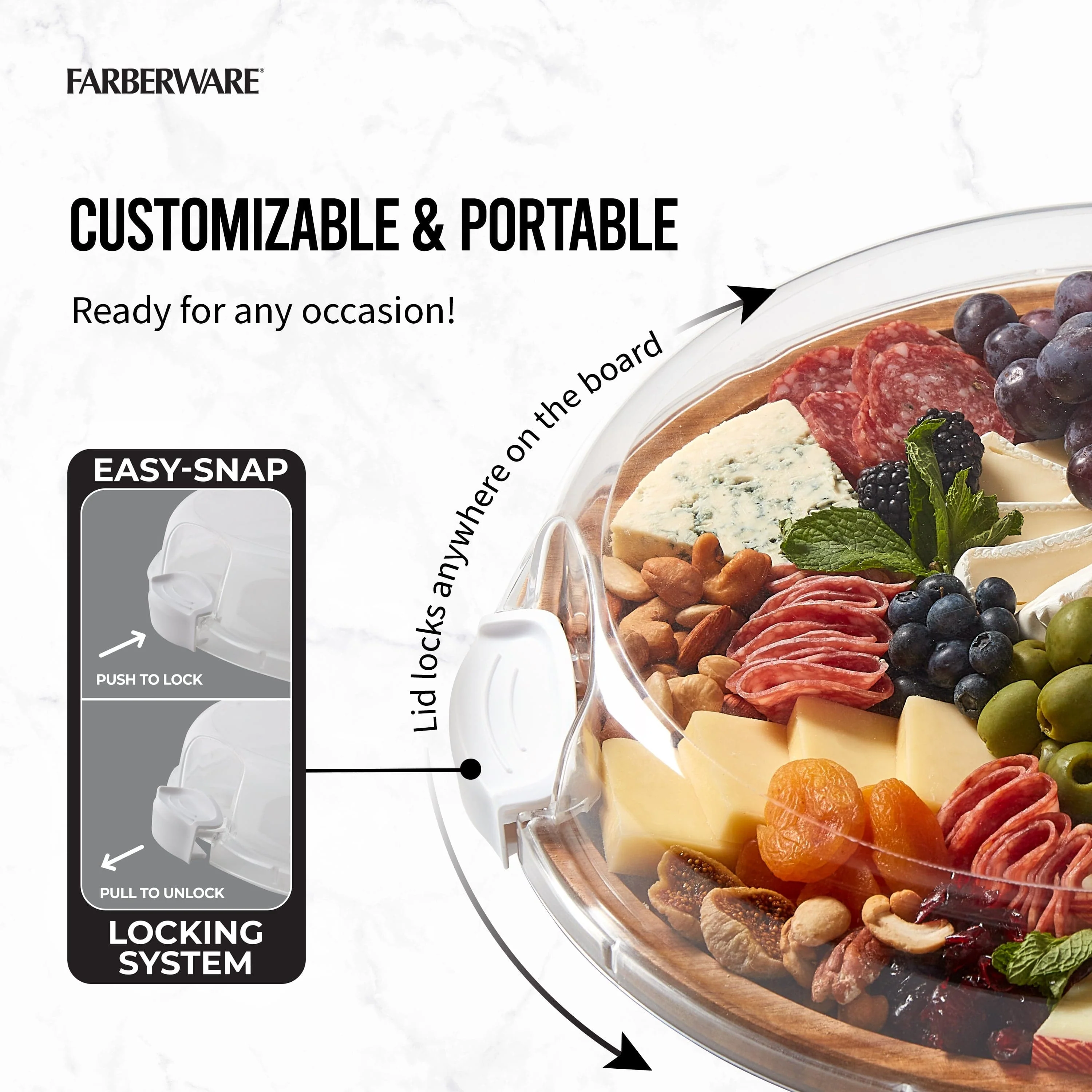 Farberware Build-A-Board ™ Cutting Board with Clear Locking Lid, 14 IN Round