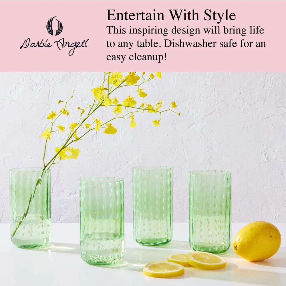 Darbie Angell Dappled Clouds Seafoam Set of 4 Highball Glasses