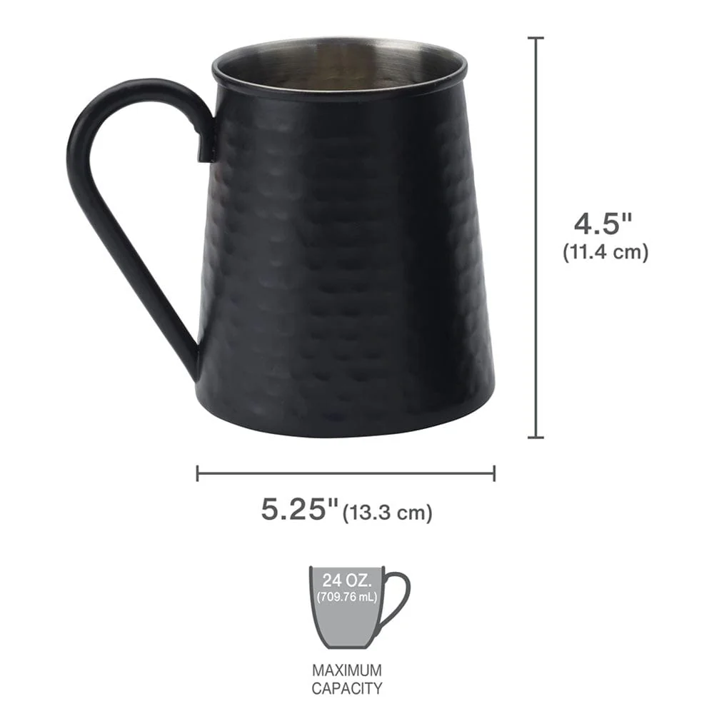 Drew and Jonathan Hammered Black Set of 2 Beer Mugs