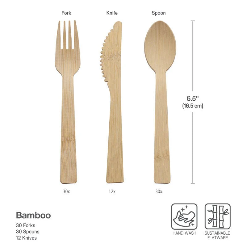 Let's Eat 72 Piece Bamboo Flatware Set