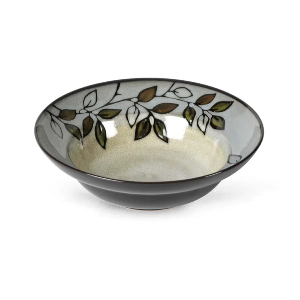 Rustic Leaves Set of 4 Rim Soup Cereal Bowls