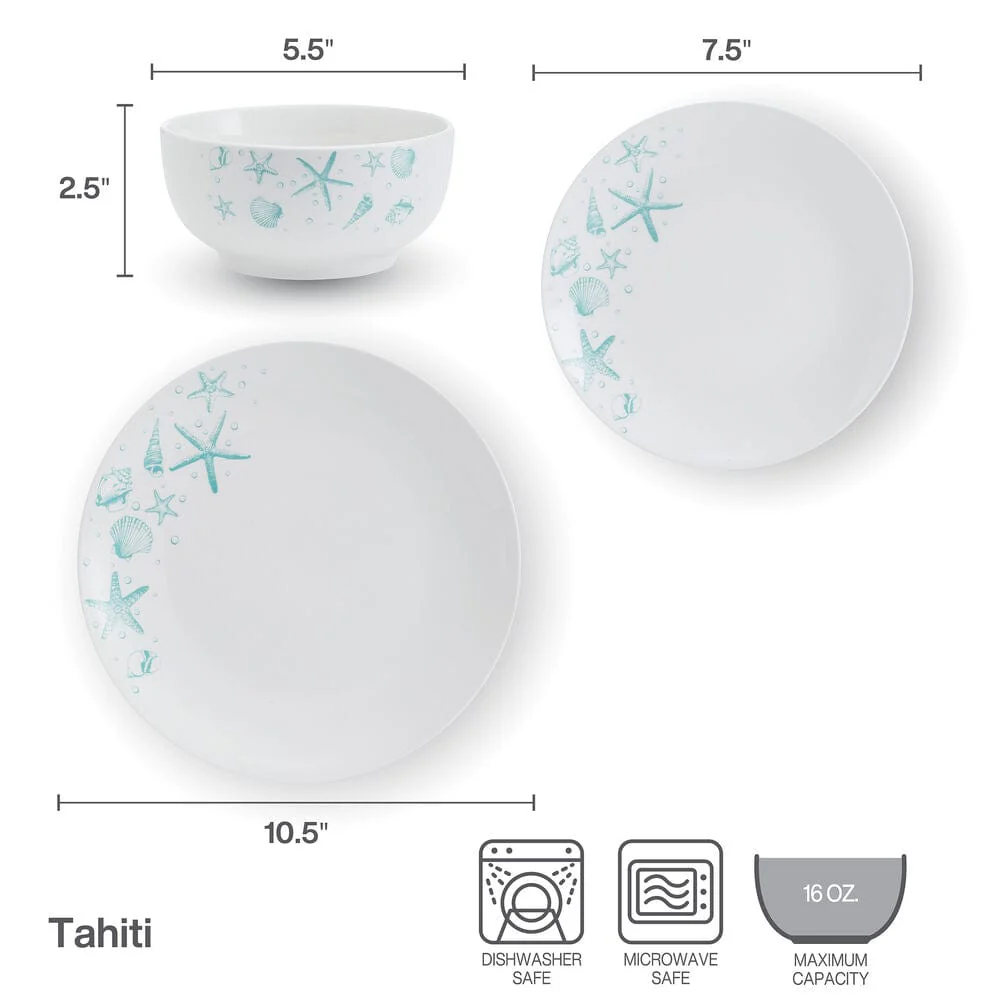 Tahiti 12 Piece Dinnerware Set, Service for 4