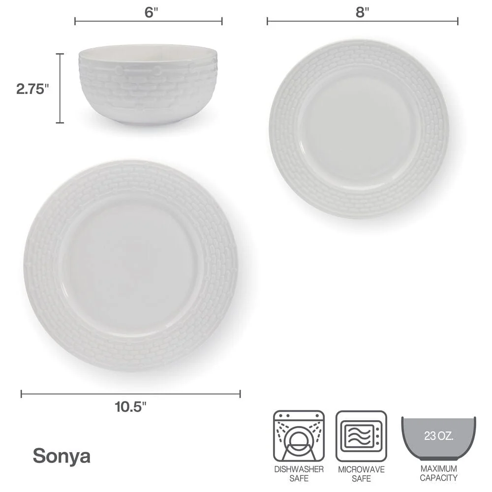 Sonya 24 Piece Dinnerware Set, Service for 8