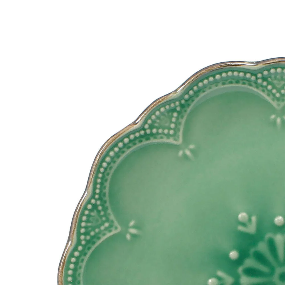 French Lace Set of 4 Green Salad Plates