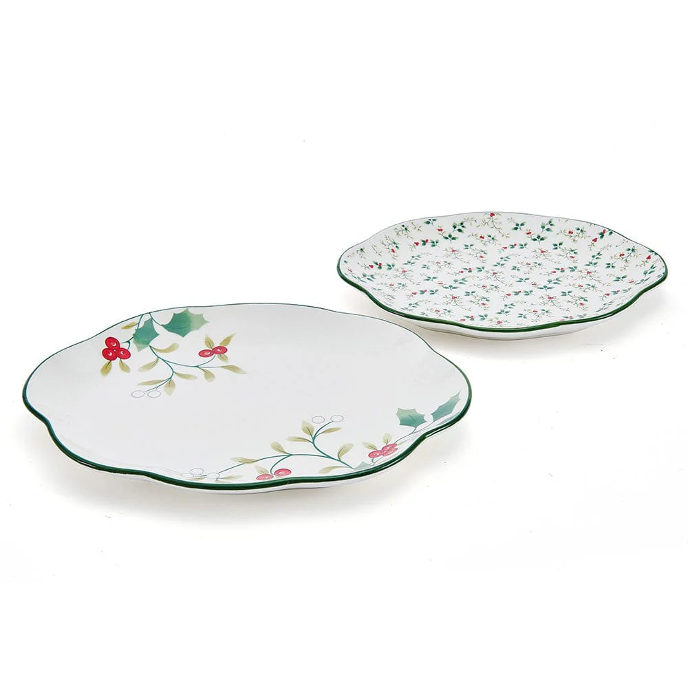Winterberry® Set of 2 Holly Serving Platters