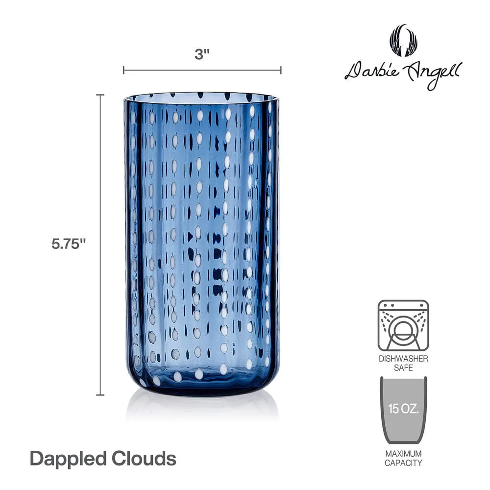 Darbie Angell Dappled Clouds Cobalt Set of 4 Highball Glasses