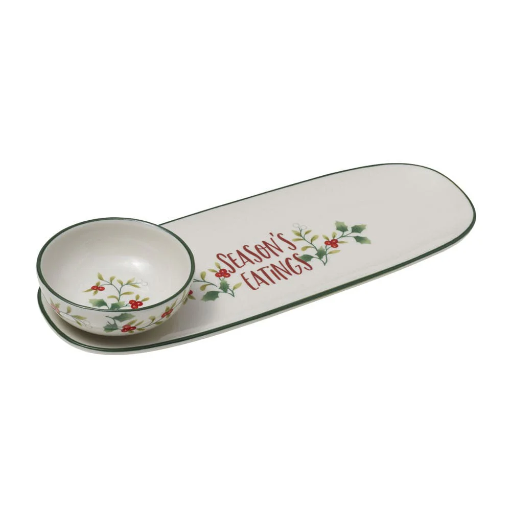 Winterberry® Sentiments Serve Tray with Dip Bowl