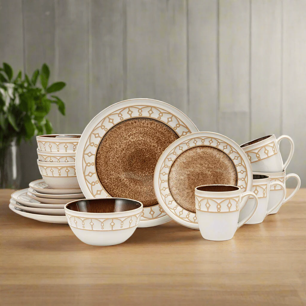 Remi Beige 16 Piece Dinnerware Set, Service for 4