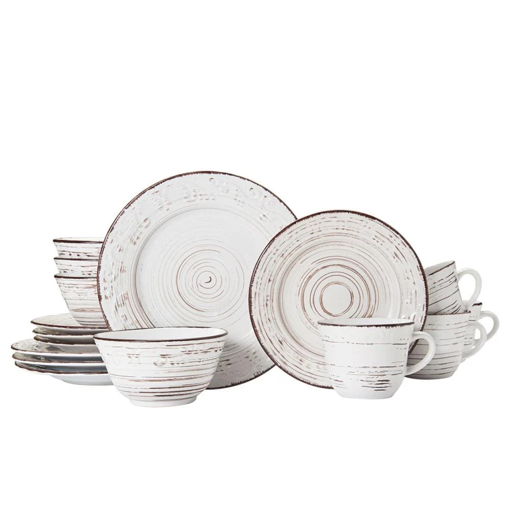 Trellis White 16 Piece Dinnerware Set, Service for 4