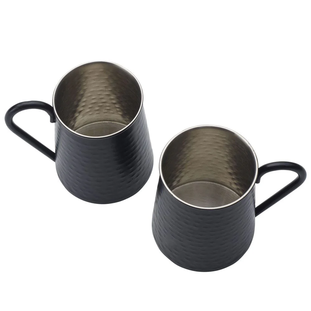 Drew and Jonathan Hammered Black Set of 2 Beer Mugs