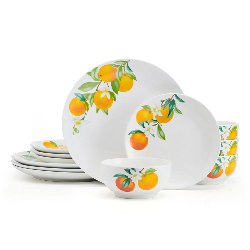 Oranges 12 Piece Dinnerware Set, Service for 4