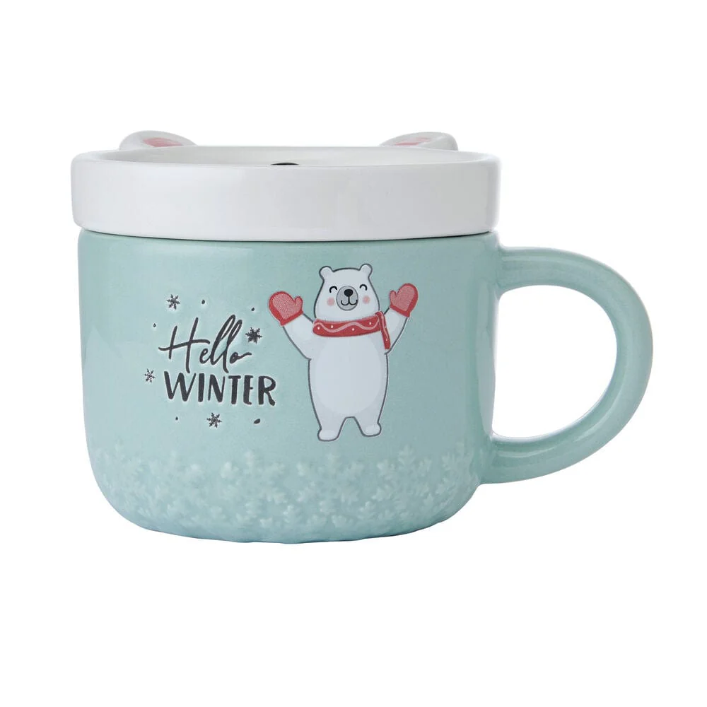 Holiday Polar Bear Mug with Lid