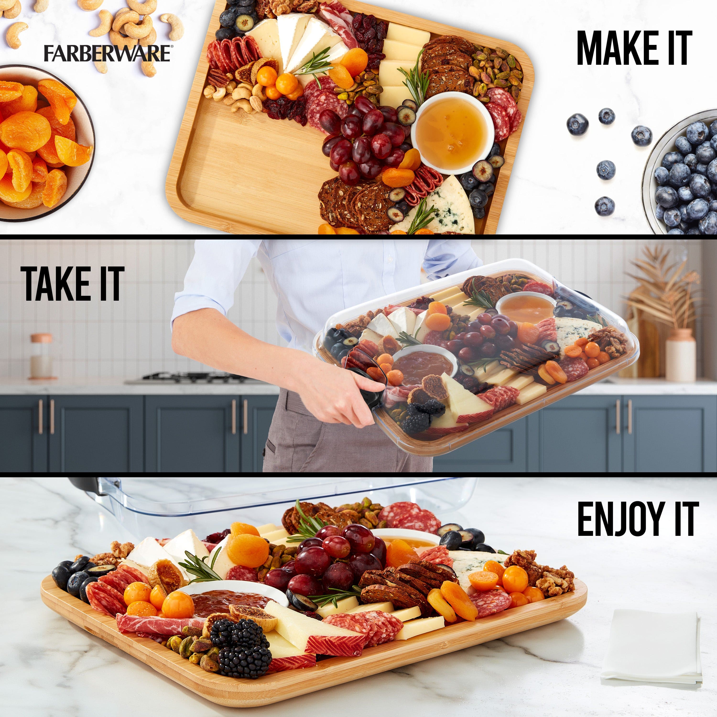 Farberware Build-A-Board ™ Cutting Board with Clear Locking Lid, 11x14