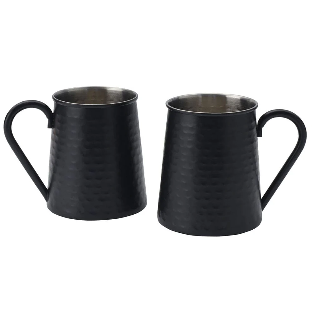 Drew and Jonathan Hammered Black Set of 2 Beer Mugs