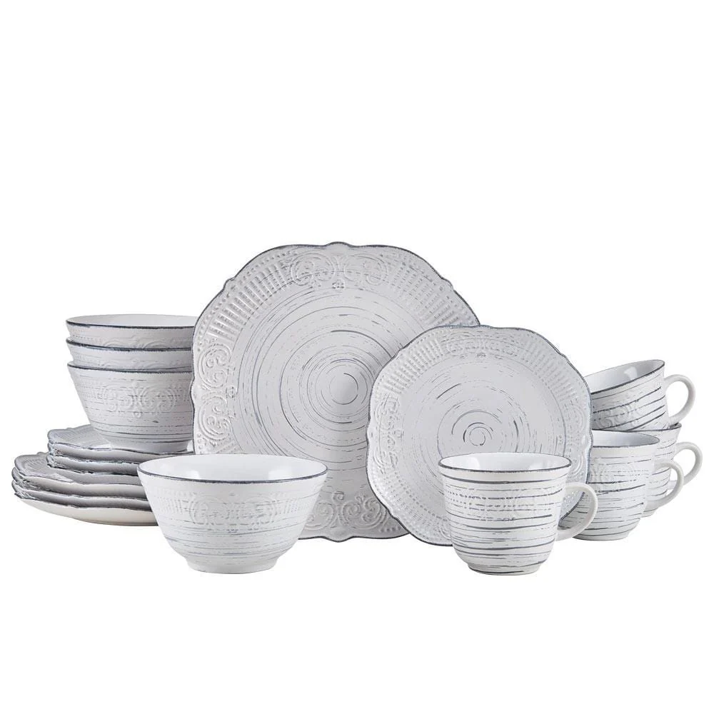 Isabella Gray 16 Piece Dinnerware Set, Service for 4