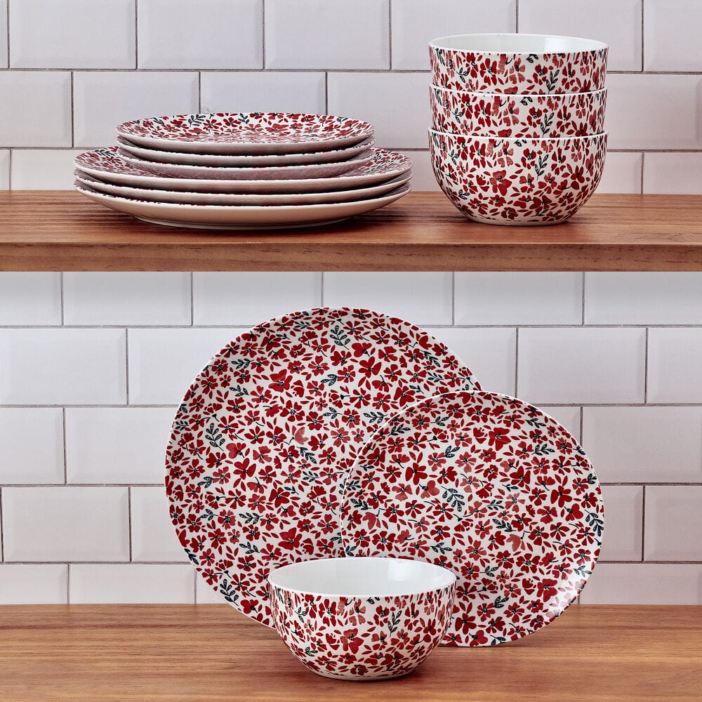 Radiant Blossom 12 Piece Dinnerware Set, Service for 4