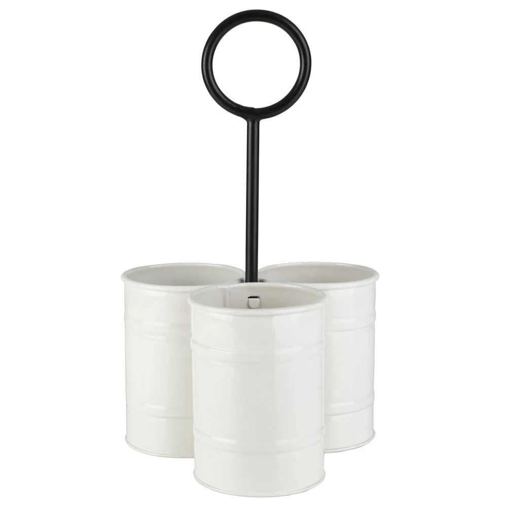 White Flatware Metal Storage Caddy