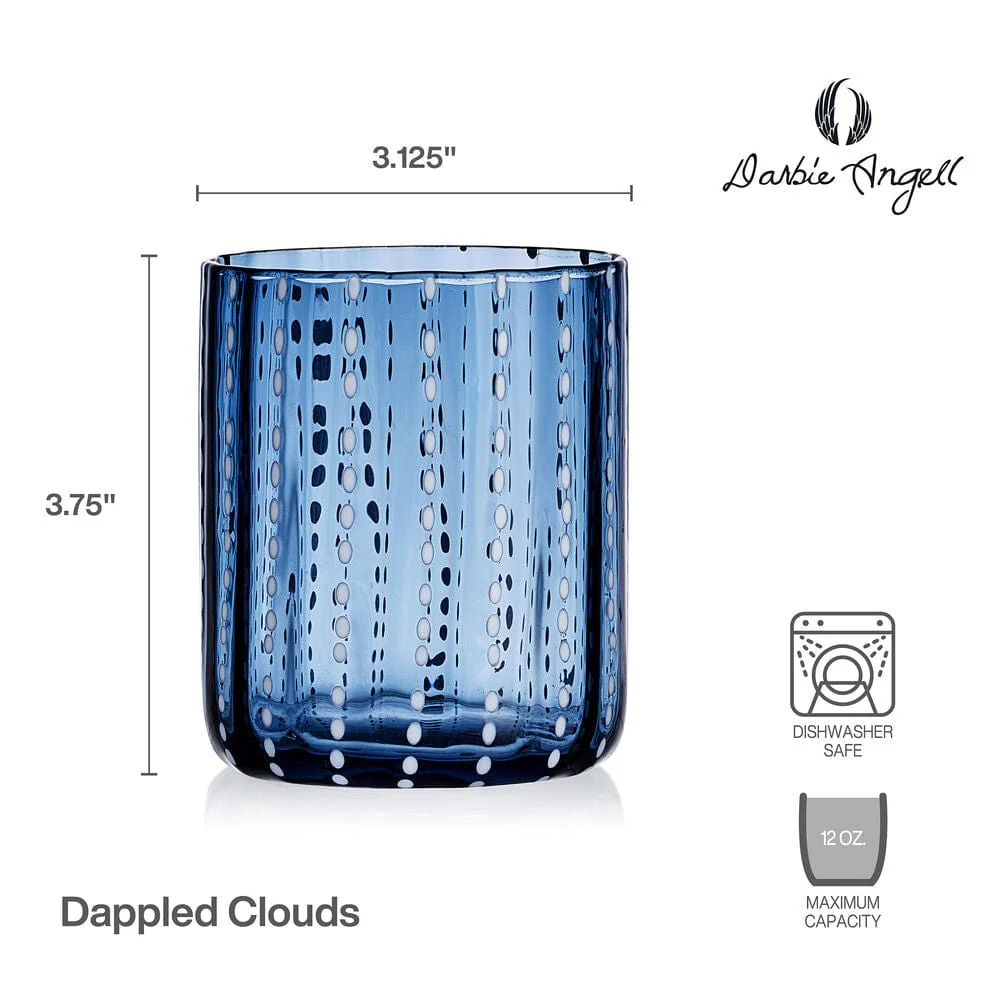 Darbie Angell Dappled Clouds Cobalt Set of 4 Double Old Fashioned Glasses